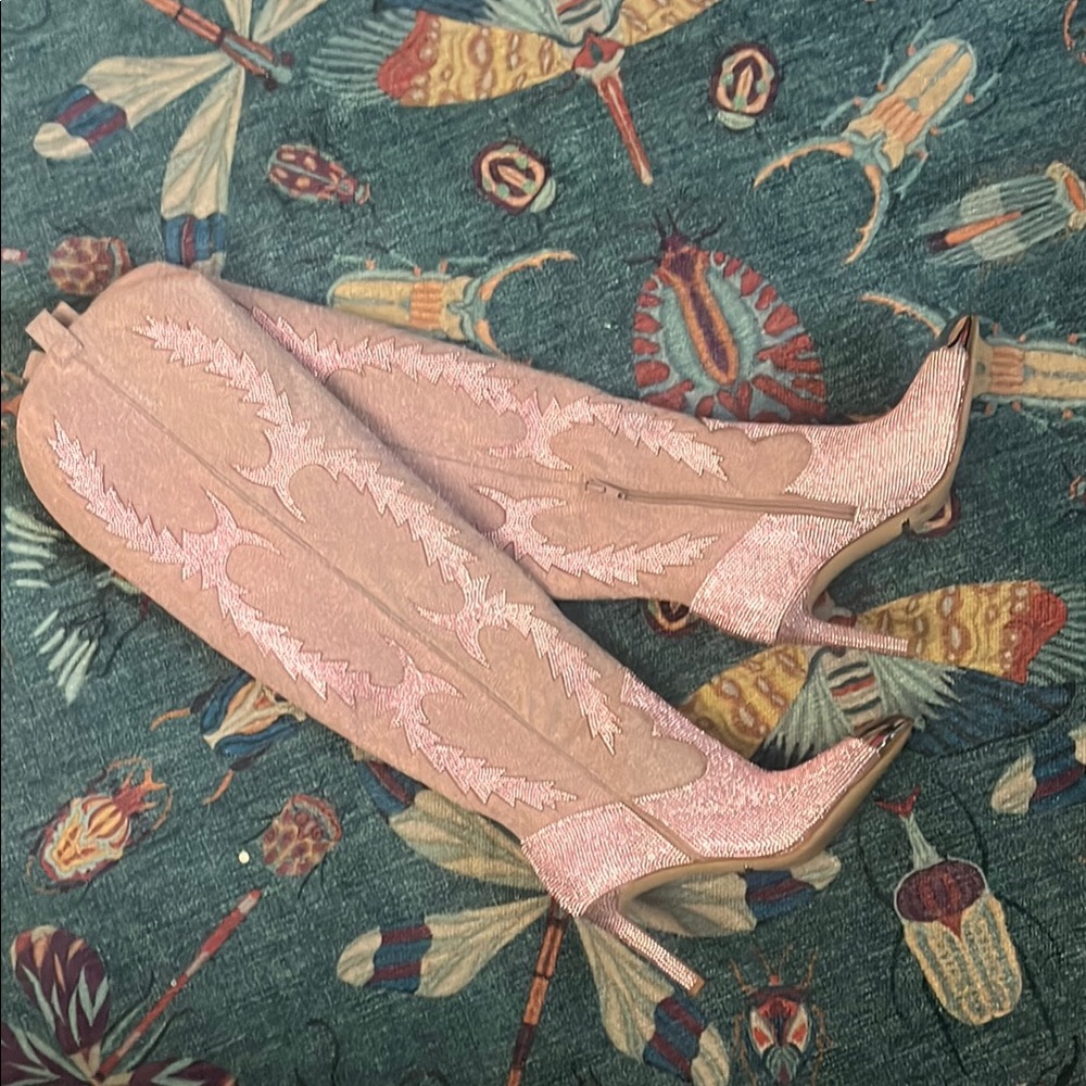 Gianni Bini Pink Rhinestone Knee-High Boots